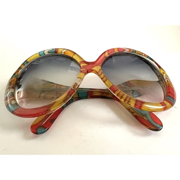 Vintage Atelier 70’s Oversized Colorful Hippie Sunglasses Gradient Lens Austria - Picture 4 of 14